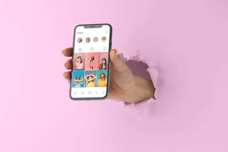 hand showing instagram feed