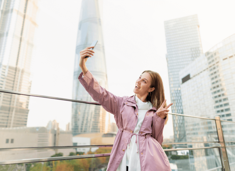 woman taking a selfie